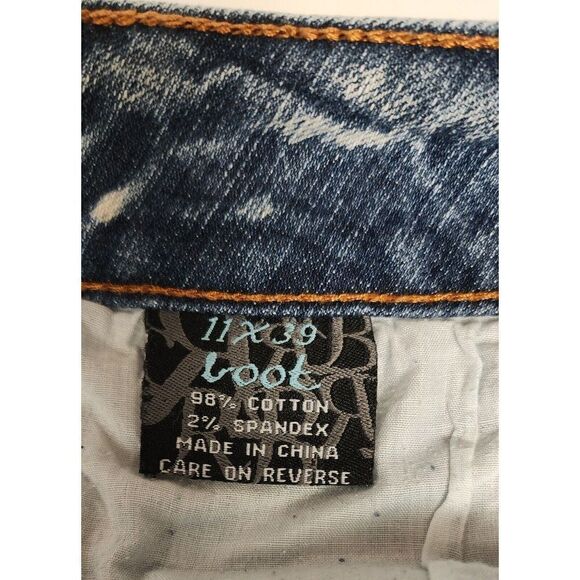 Royal Blue Bootcut Jeans Juniors 11/39 Distressed Faded Blue - Picture 5 of 5